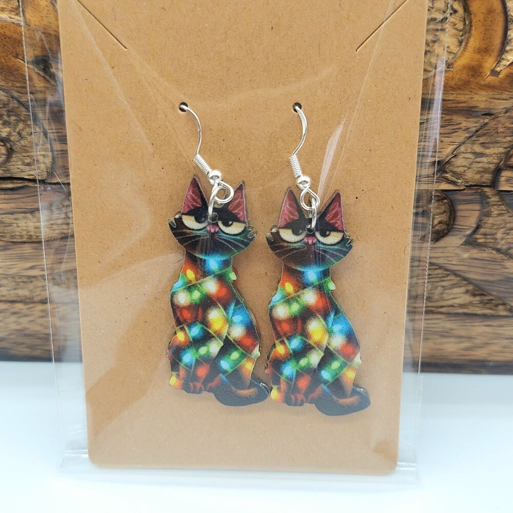 Christmas Cat Earrings Christmas Earrings